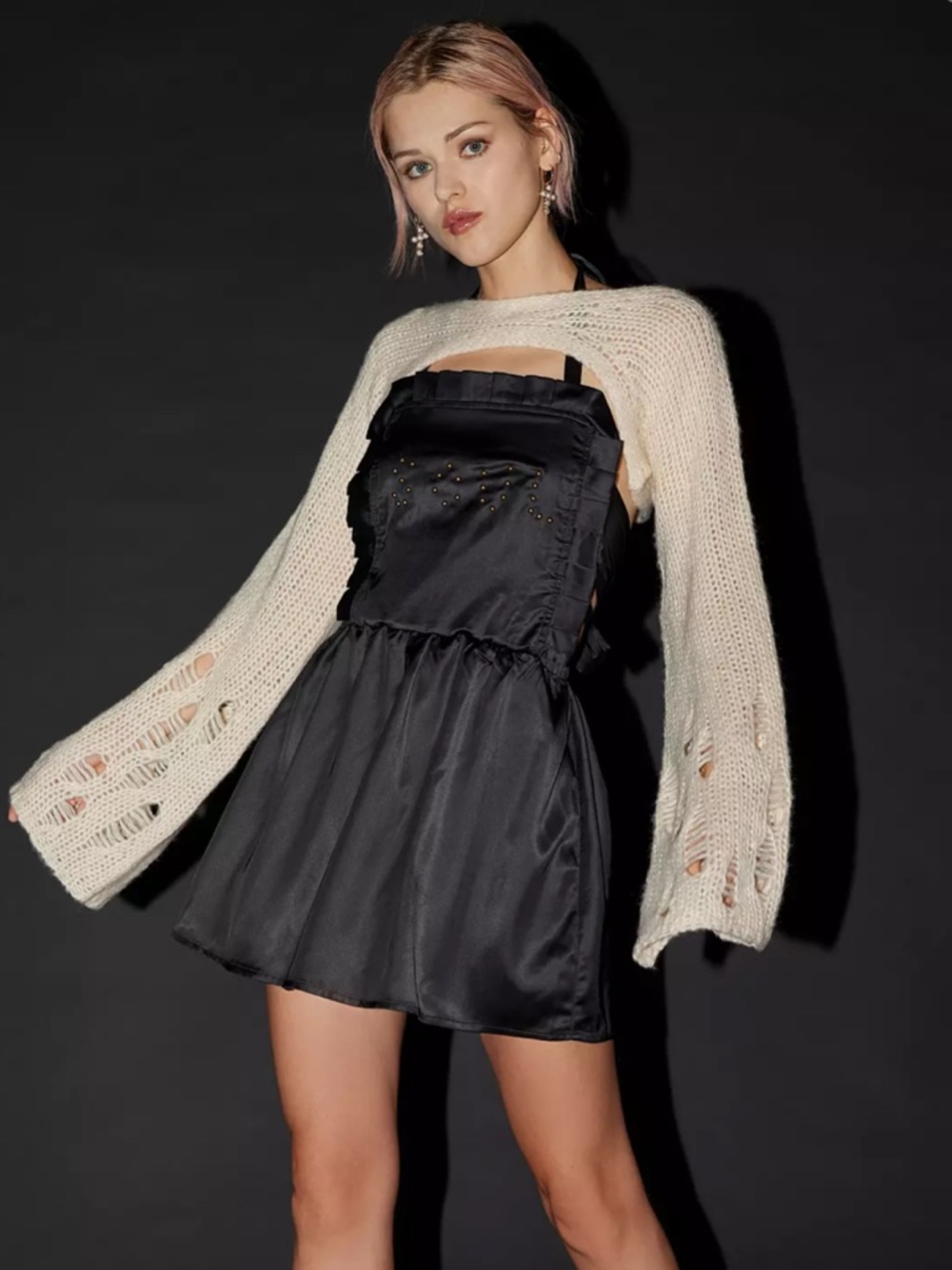 NWT $125 Urban Outfitters Zemeta Soul Cloutée Black S Dress